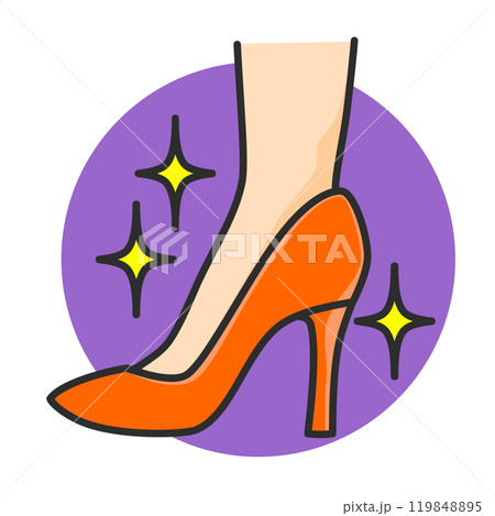 お洒落なハイヒールを履いた女性の足首イラスト 119848895
