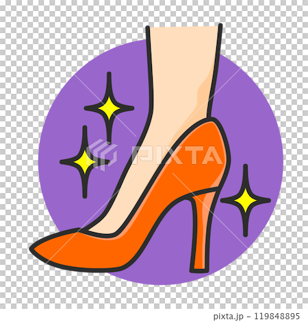 お洒落なハイヒールを履いた女性の足首イラスト 119848895