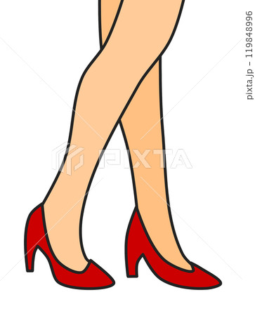 綺麗でセクシーな女性がハイヒールを履いて歩くイラスト 119848996