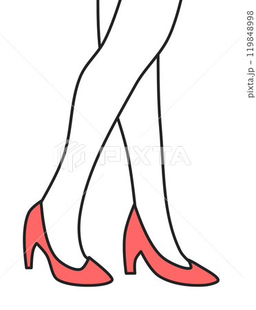 綺麗でセクシーな女性がハイヒールを履いて歩くイラスト 綺麗でセクシーな女性がハイヒールを履いて歩くイラスト 119848998