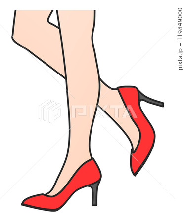 綺麗でセクシーな女性がハイヒールを履いて歩くイラスト 119849000