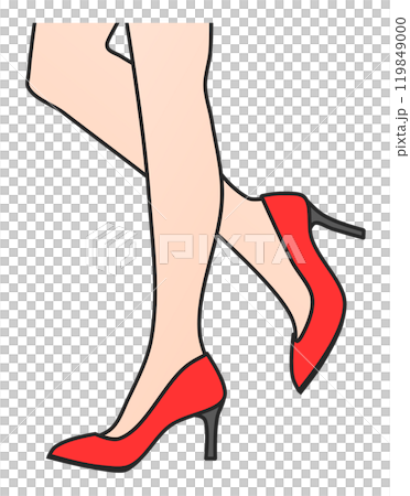 綺麗でセクシーな女性がハイヒールを履いて歩くイラスト 119849000