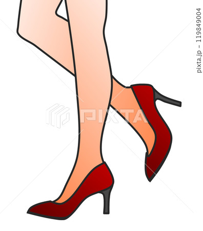 綺麗でセクシーな女性がハイヒールを履いて歩くイラスト 綺麗でセクシーな女性がハイヒールを履いて歩くイラスト 119849004