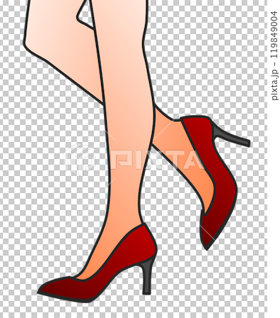 一個美麗性感的女人穿著高跟鞋行走的插圖 119849004