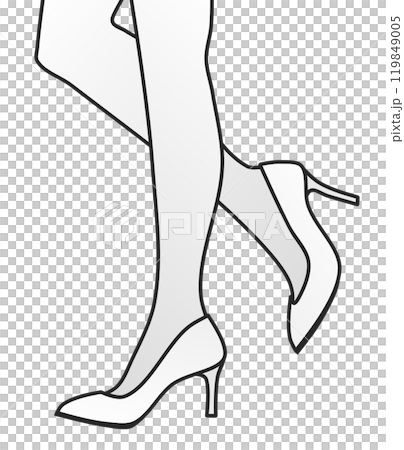綺麗でセクシーな女性がハイヒールを履いて歩くイラスト 119849005