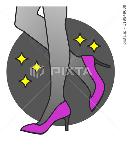 綺麗でセクシーな女性がハイヒールを履いて歩くイラスト 綺麗でセクシーな女性がハイヒールを履いて歩くイラスト 119849009