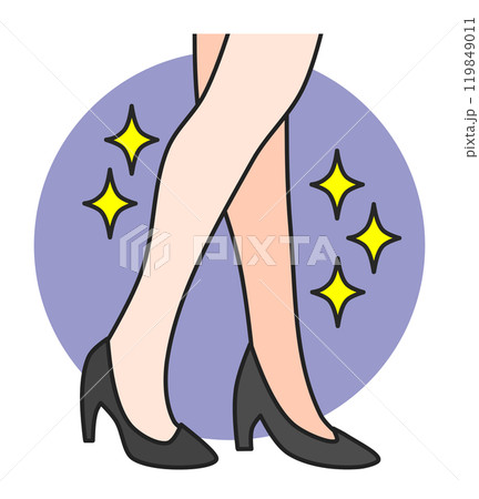 綺麗でセクシーな女性がハイヒールを履いて歩くイラスト 119849011