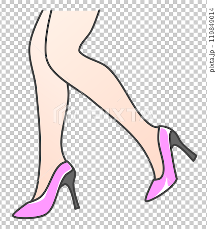 一個美麗性感的女人穿著高跟鞋行走的插圖 一個美麗性感的女人穿著高跟鞋行走的插圖 119849014