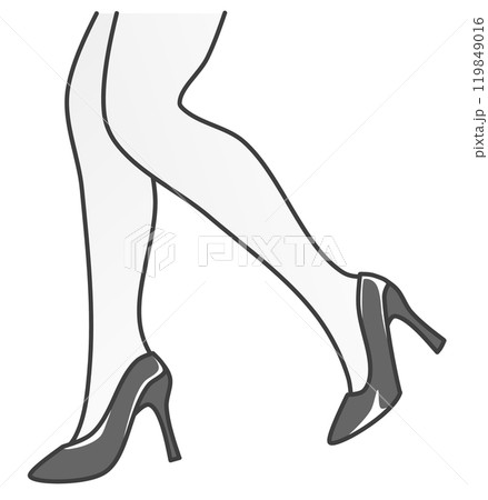綺麗でセクシーな女性がハイヒールを履いて歩くイラスト 119849016