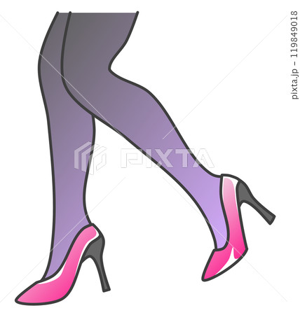 綺麗でセクシーな女性がハイヒールを履いて歩くイラスト 119849018