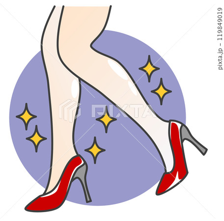 綺麗でセクシーな女性がハイヒールを履いて歩くイラスト 綺麗でセクシーな女性がハイヒールを履いて歩くイラスト 119849019