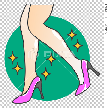 An illustration of a beautiful and sexy woman walking in high heels 119849021