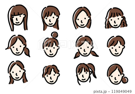 いろんなヘアカットの女性イラスト 119849049