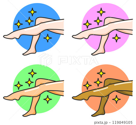 エステやスキンケアで健康的で綺麗な女性の美脚イラスト エステやスキンケアで健康的で綺麗な女性の美脚イラスト 119849105