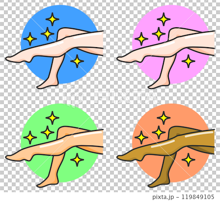 エステやスキンケアで健康的で綺麗な女性の美脚イラスト エステやスキンケアで健康的で綺麗な女性の美脚イラスト 119849105