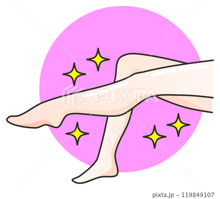 エステやスキンケアで健康的で綺麗な女性の美脚イラスト エステやスキンケアで健康的で綺麗な女性の美脚イラスト 119849107