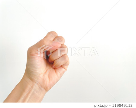 拳を上げる女性の手日本 拳を上げる女性の手日本 119849112
