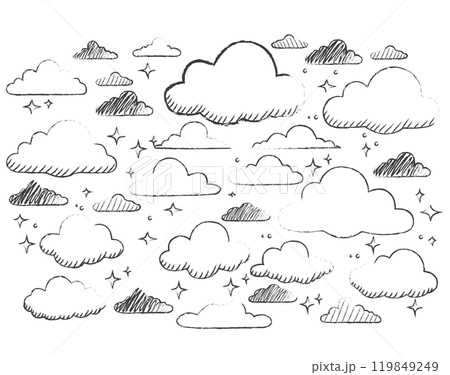Illustration Of Black And White Clouds Doodle Illustration Of Black And White Clouds Doodle 119849249
