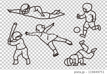 小学生に人気のスポーツ系習い事（線画） 119849751