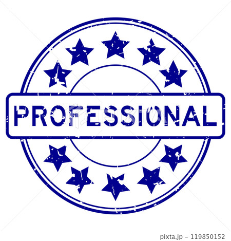 Grunge blue professional word with star icon round rubber seal stamp on white background Grunge blue professional word with star icon round rubber seal stamp on white background 119850152