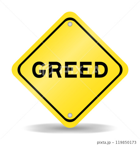 Yellow color transportation sign with word greed on white background Yellow color transportation sign with word greed on white background 119850173