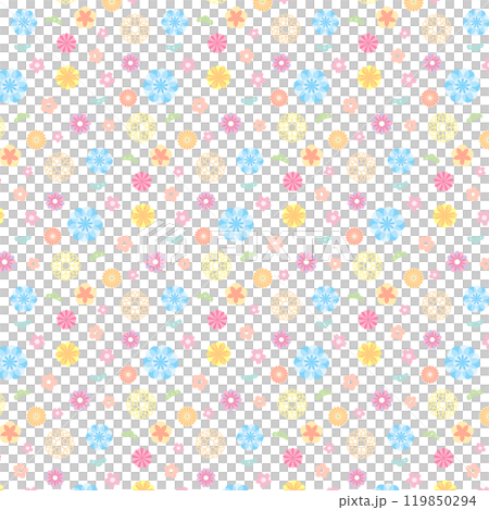 色彩繽紛的日式花卉向量圖案插畫 119850294
