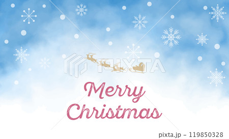 水彩手書きのクリスマス背景素材　ベクターイラスト　16:9　バナー、フレーム、テンプレート 119850328