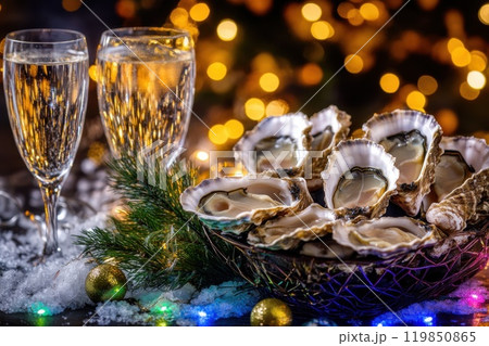 Oysters and bubbly for a celebration! 119850865