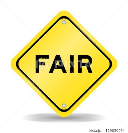 Yellow color transportation sign with word fair on white background Yellow color transportation sign with word fair on white background 119850964