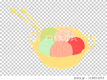 カゴに入った毛糸玉イラスト 119851053