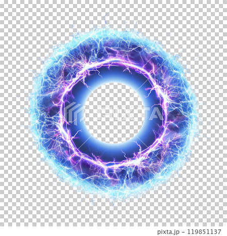 Glowing Blue Electric Energy Circle, Illustration On Isolated Background Glowing Blue Electric Energy Circle, Illustration On Isolated Background 119851137
