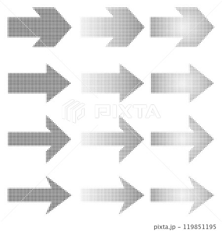 Square halftone arrows set Square halftone arrows set 119851195