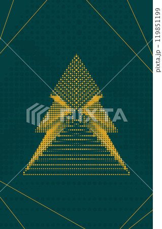 Yellow halftone Christmas tree on green background Yellow halftone Christmas tree on green background 119851199