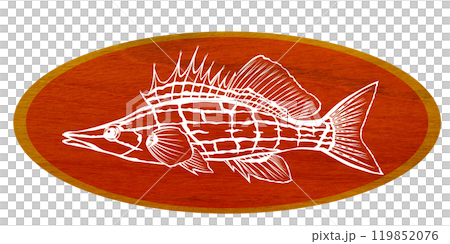 Wood painting cut-out illustration of a cute ornamental fish, the long-finned hawkfish 119852076