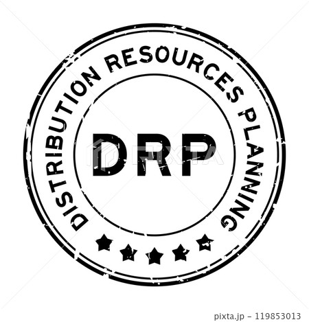 Grunge black DRP Distribution resource planning word round rubber seal stamp on white background 119853013