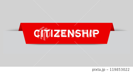 Red color inserted label with word citizenship on gray background 119853022
