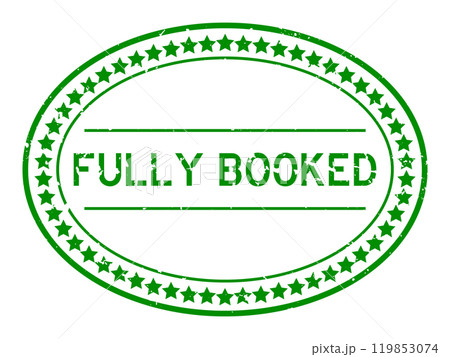 Grunge green fully booked word oval rubber seal stamp on white background Grunge green fully booked word oval rubber seal stamp on white background 119853074
