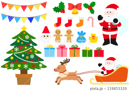 クリスマスのイラストセット クリスマスのイラストセット 119853320