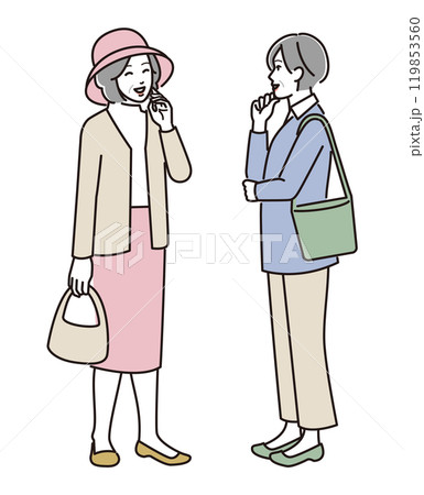 立ち話をしているシニア女性 119853560