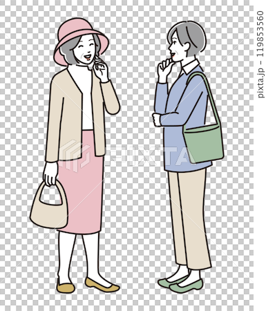 立ち話をしているシニア女性 119853560