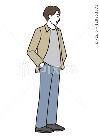 ポケットに手を入れて立っている男性 ポケットに手を入れて立っている男性 119853571