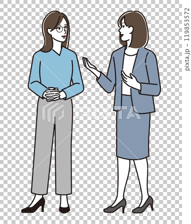 兩個女人站著說話 兩個女人站著說話 119853572