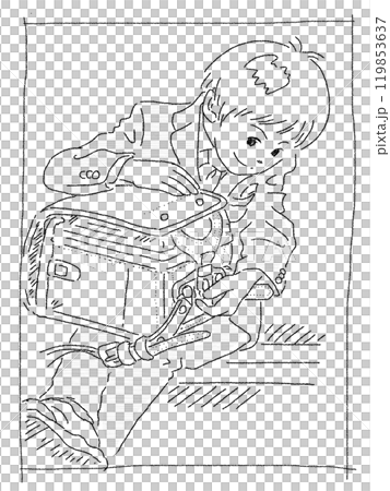 Boy with backpack 119853637