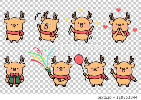 かわいいトナカイのイラストセット 119853844