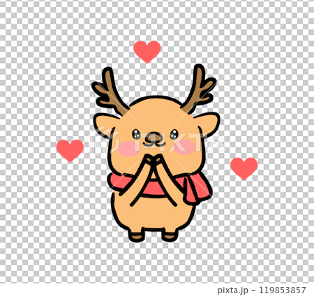 可愛い☆クリスマス☆トナカイ☆ハート ハートのイラストと可愛いトナカイのキャラクターのイラスト素材