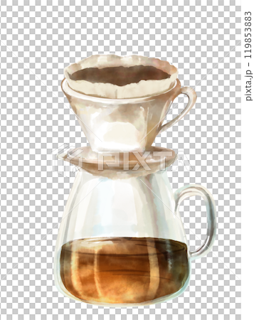 水彩畫的紙滴咖啡插圖 119853883