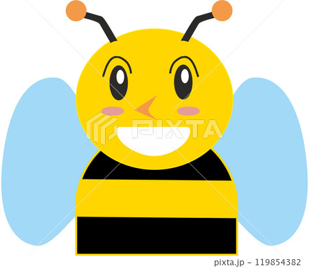 flat design illustration of a portrait of a smiling bee flat design illustration of a portrait of a smiling bee 119854382