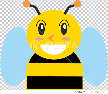 flat design illustration of a portrait of a smiling bee flat design illustration of a portrait of a smiling bee 119854382