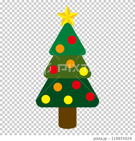 シンプルでフラットな白バックのクリスマスツリーのイラスト 119855029
