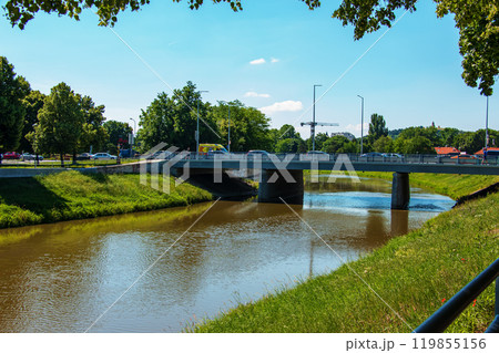 View of the Slovak city of Nitra. View of the city and the river Nitra. 119855156